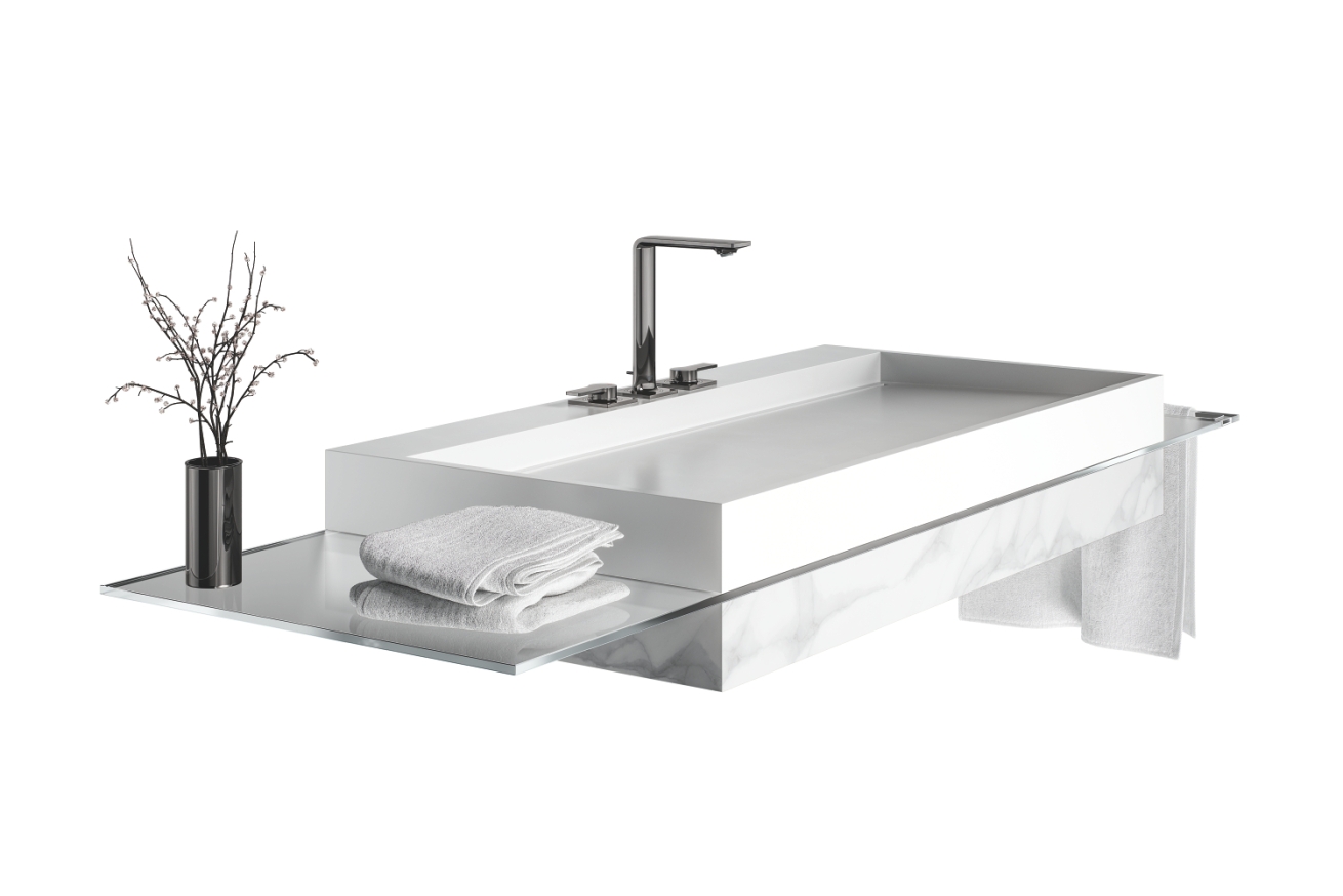 Смеситель для раковины GROHE Allure на 3 отверстия, с донным клапаном, M-Size, темный графит глянец (20188A01)