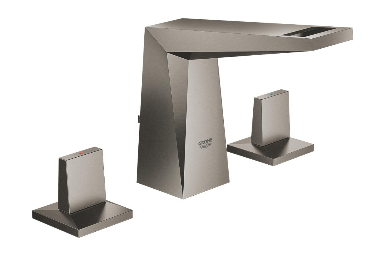 Смеситель для раковины GROHE Allure Brilliant на 3 отверстия, с донным клапаном и низким изливом, темный графит матовый (20342AL0)