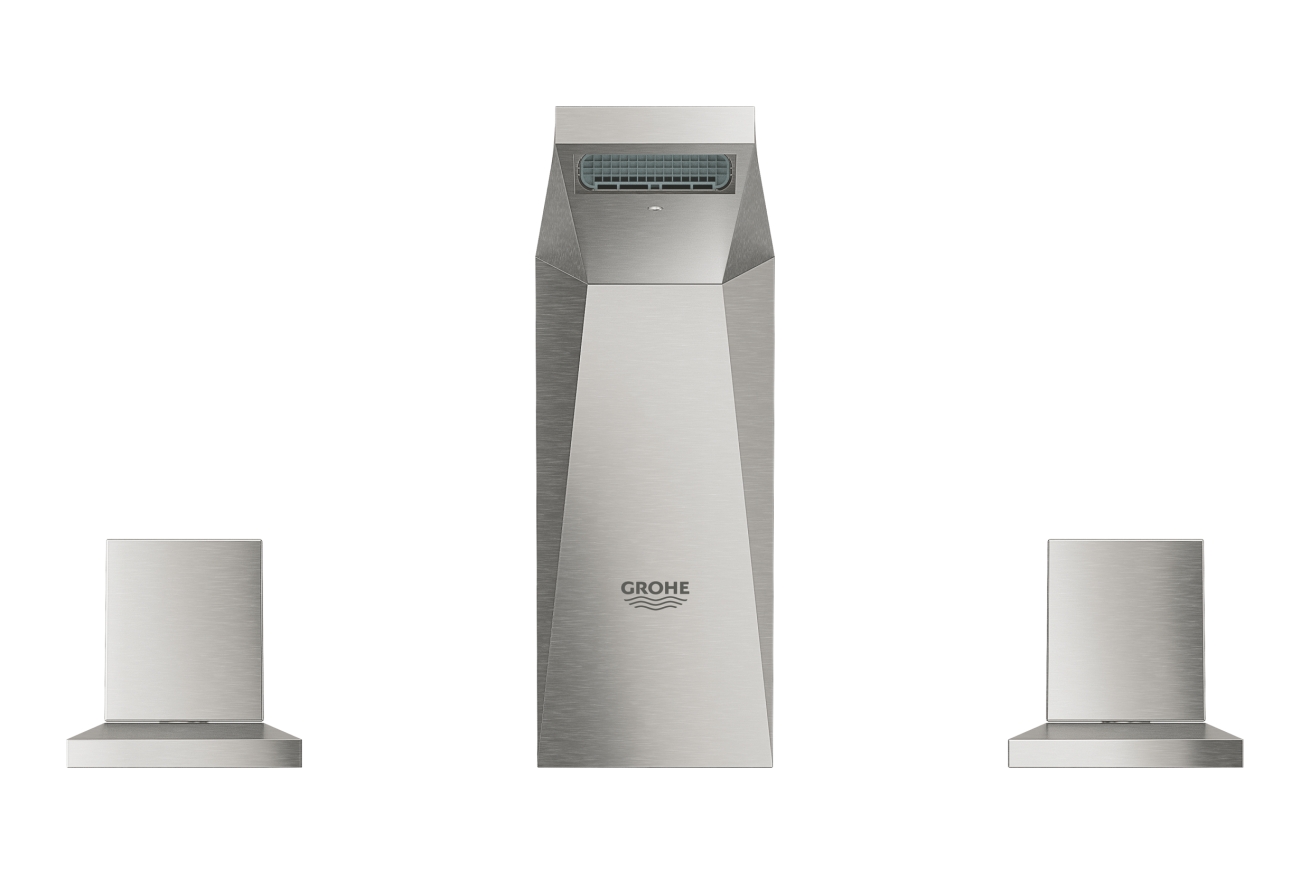 Смеситель для раковины GROHE Allure Brilliant на 3 отверстия, с донным клапаном и низким изливом, суперсталь (20342DC0)