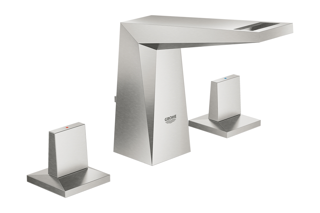Смеситель для раковины GROHE Allure Brilliant на 3 отверстия, с донным клапаном и низким изливом, суперсталь (20342DC0)