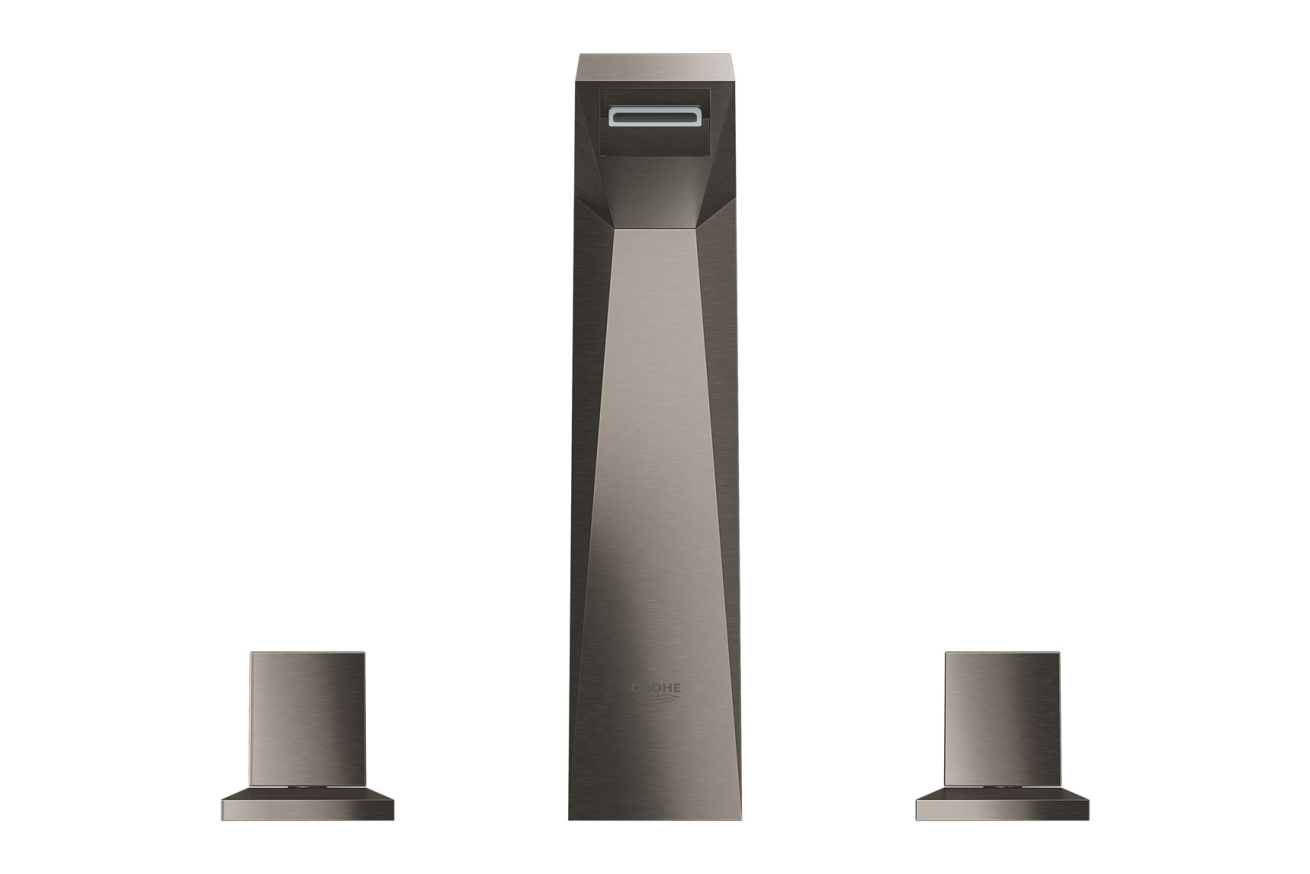 Смеситель для раковины GROHE Allure Brilliant на 3 отверстия, с донным клапаном и высоким изливом, темный графит матовый (20344AL0)