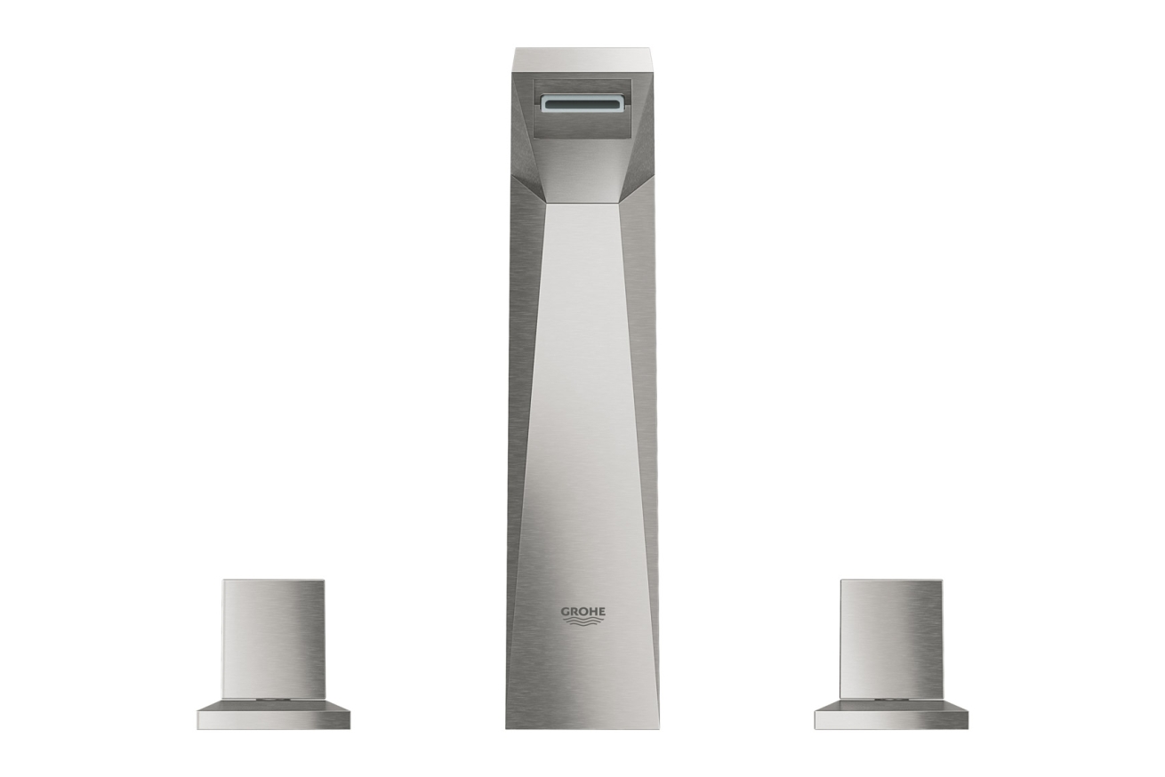 Смеситель для раковины GROHE Allure Brilliant на 3 отверстия, с донным клапаном и высоким изливом, суперсталь (20344DC0)