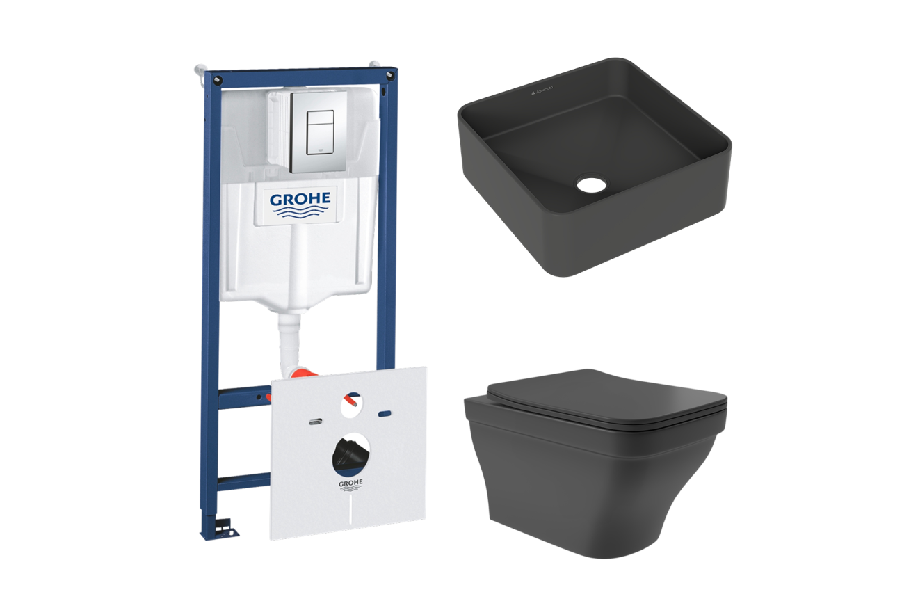 Комплект инсталляции GROHE Rapid SL 38775001 с унитазом Aqueduto ESTETA EST0140 и раковиной накладная Aqueduto ESPIRAL ESP0340 (NW0370)
