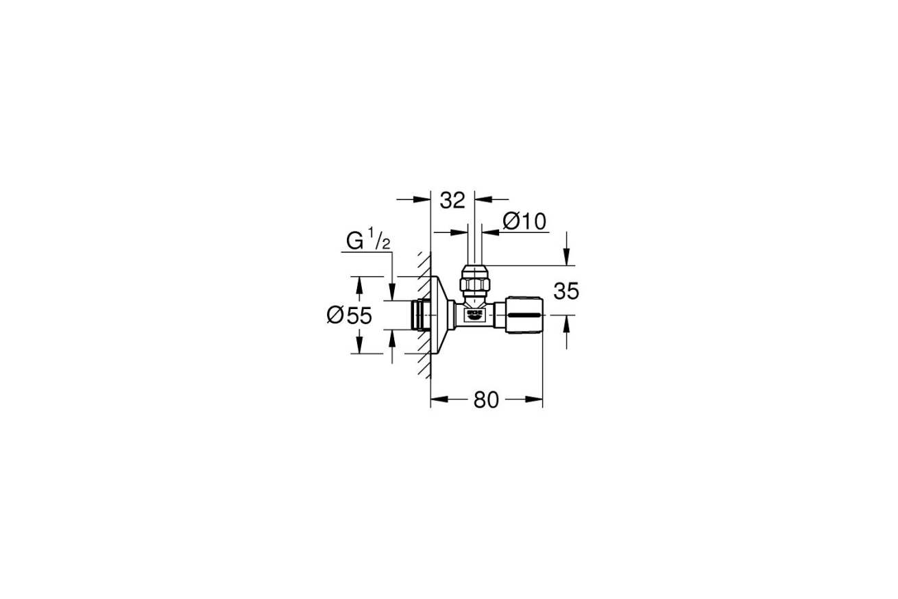 Вентиль угловой GROHE 1/2 дюйма-3/8 дюйма, 1 шт, темный графит, матовый (22039AL0)