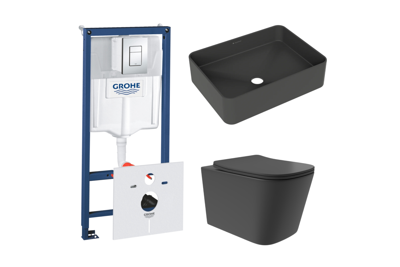 Комплект инсталляции GROHE Rapid SL 38775001 с унитазом Aqueduto MACIO Plus MACТ0240 и раковиной Aqueduto ESPIRAL ESP0440 (NW0514)