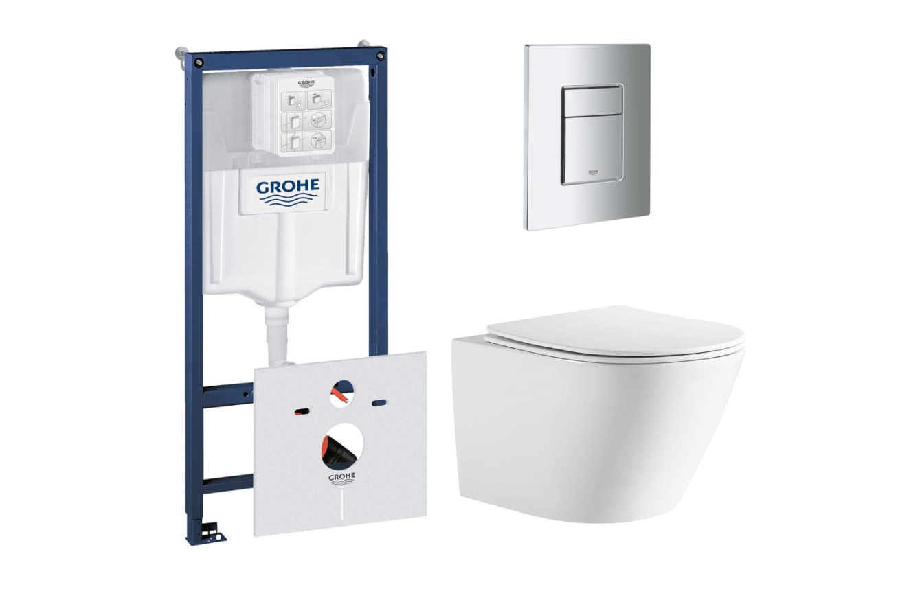 Комплект инсталляции GROHE 38775001 с унитазом Aquatek ЛИБЕРТИ и сиденьем с микролифтом (NW0521)