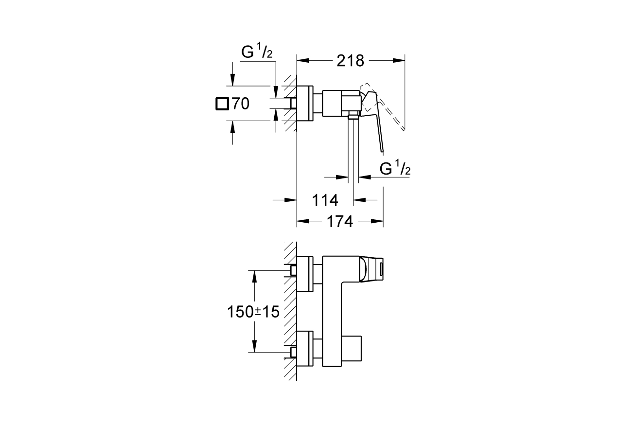 Смеситель для душа GROHE Eurocube, темный графит матовый (23145AL0)