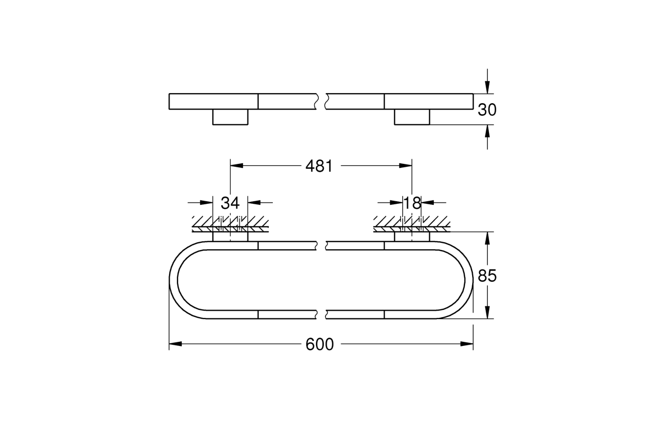 Держатель для полотенца/полочки GROHE Selection, 600 мм, хром (41056000)