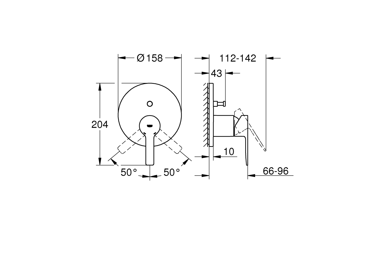 Внешняя часть смесителя для ванны GROHE Lineare, темный графит матовый (24064AL1)