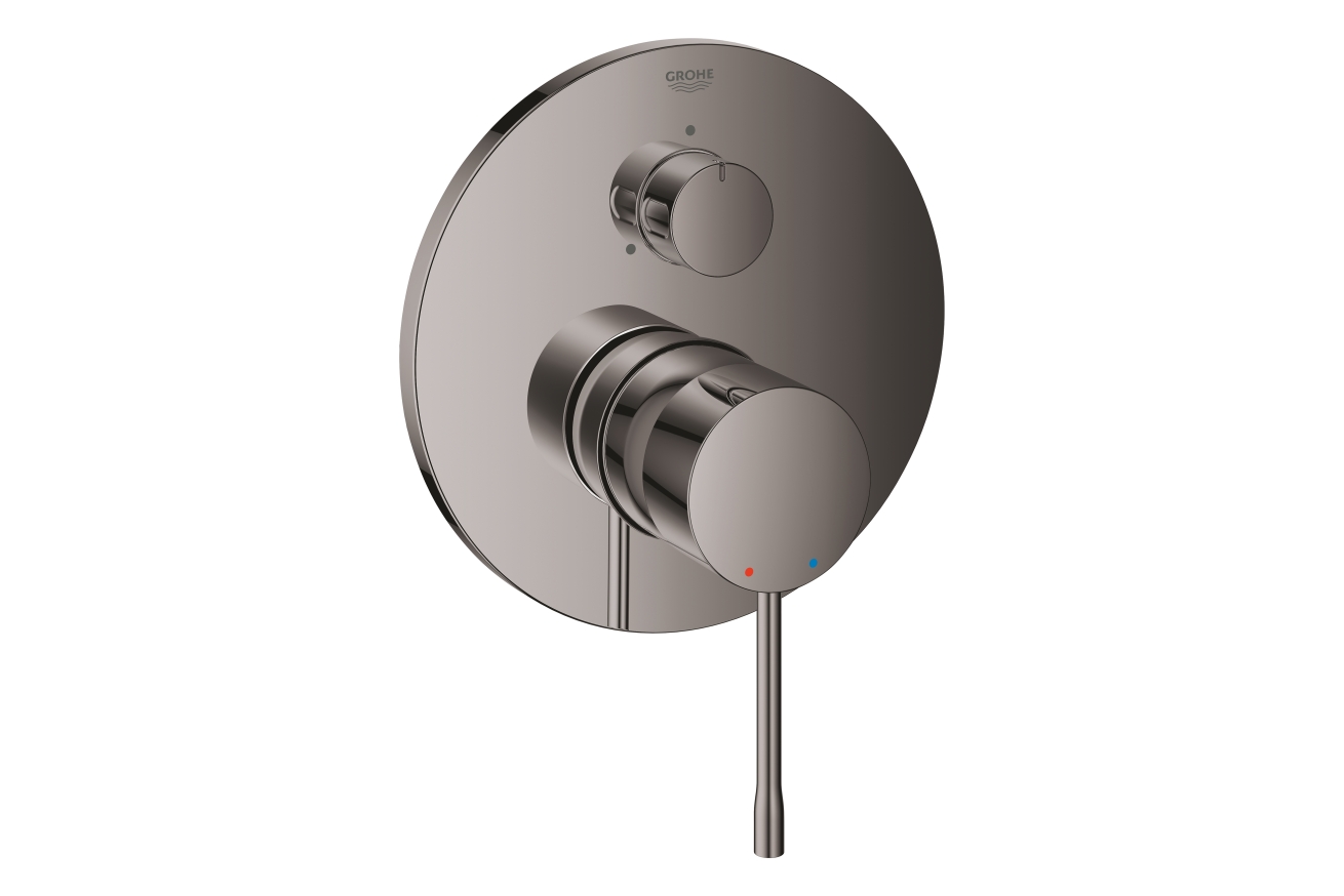 Внешняя часть смесителя для ванны GROHE Essence с переключателем на 3 положения, темный графит глянец (24092A01)