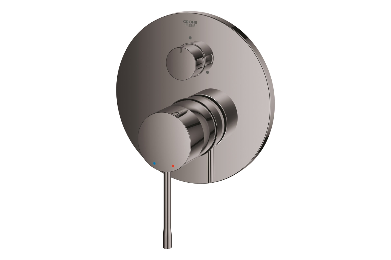 Внешняя часть смесителя для ванны GROHE Essence с переключателем на 3 положения, темный графит глянец (24092A01)