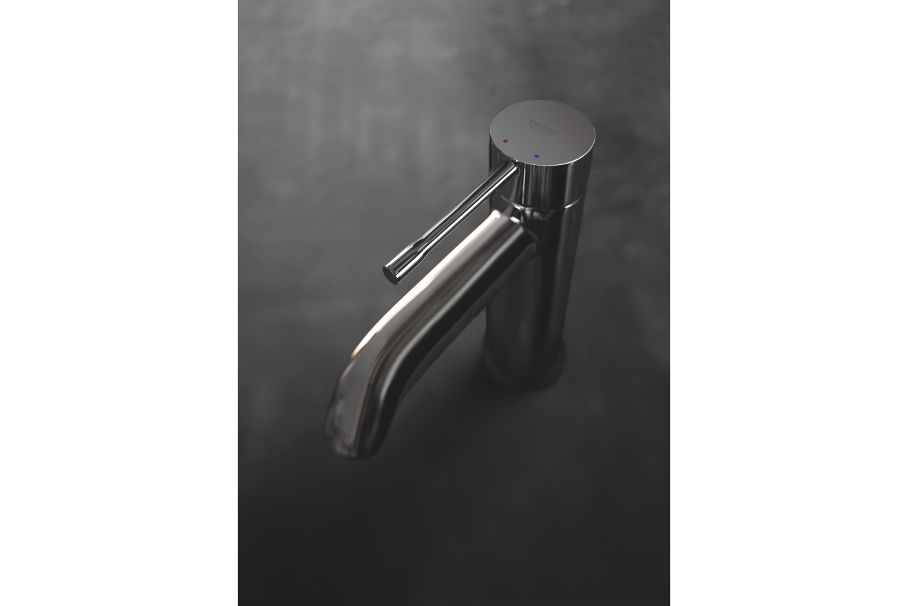 Смеситель для раковины GROHE Essence с донным клапаном, S-Size, темный графит глянец (24171A01)