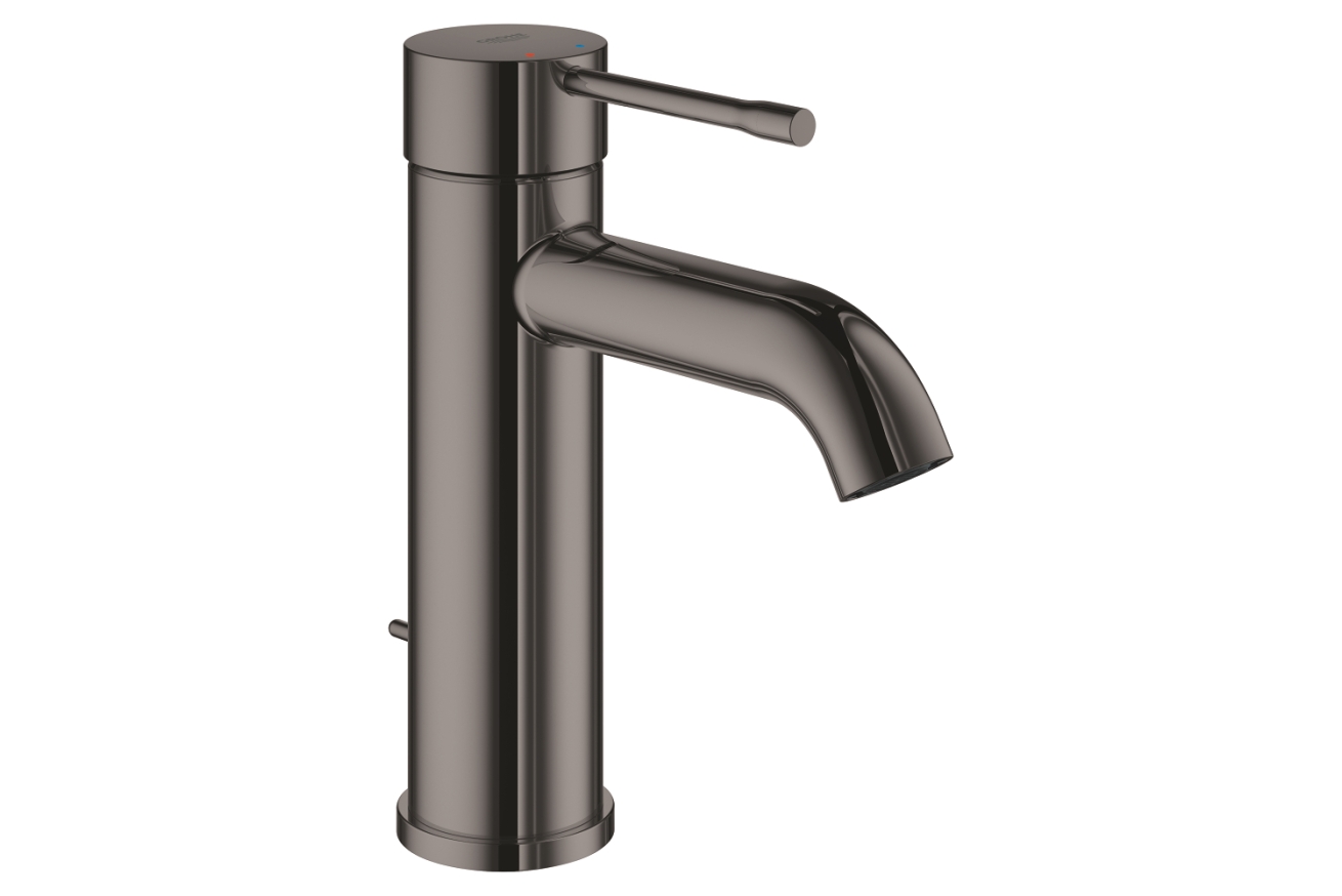 Смеситель для раковины GROHE Essence с донным клапаном, S-Size, темный графит глянец (24171A01)