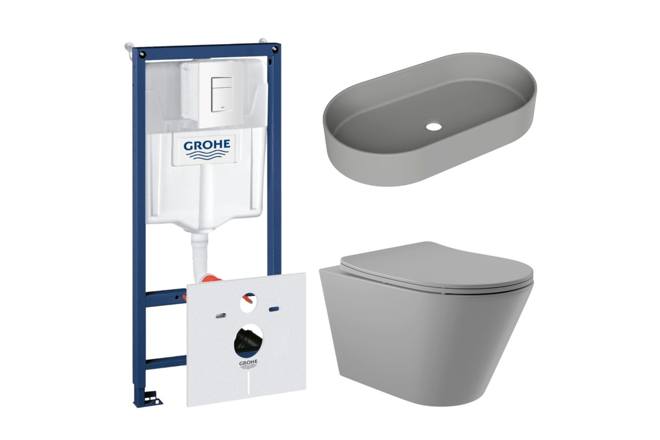 Комплект инсталляции GROHE Rapid SL 38772SH0 с унитазом Aqueduto CONE CON0130 и раковиной Aqueduto ESPIRAL ESP0230 (NW0448)