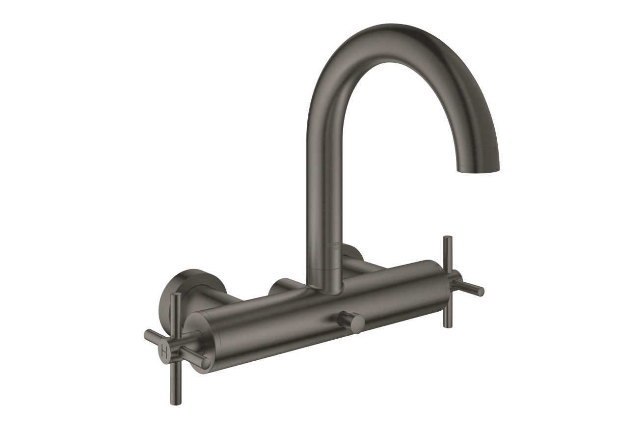 Смеситель для ванны GROHE Atrio двухвентильный, внешнего монтажа, темный графит матовый (25010AL3)