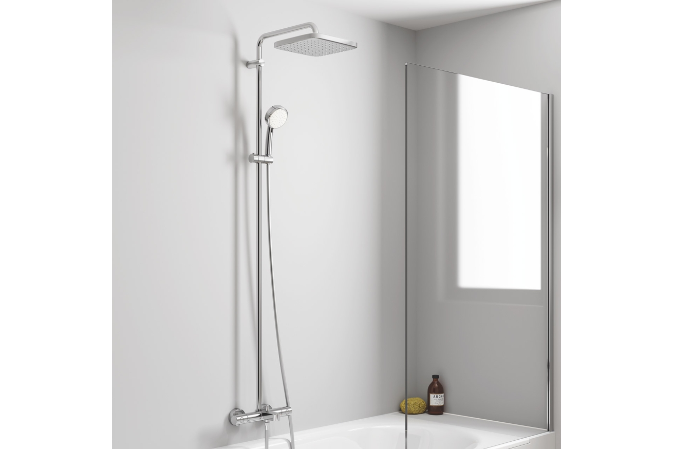 Душевая система GROHE Tempesta Cosmopolitan System 250 Cube с термостатом для ванны, хром (26691000)