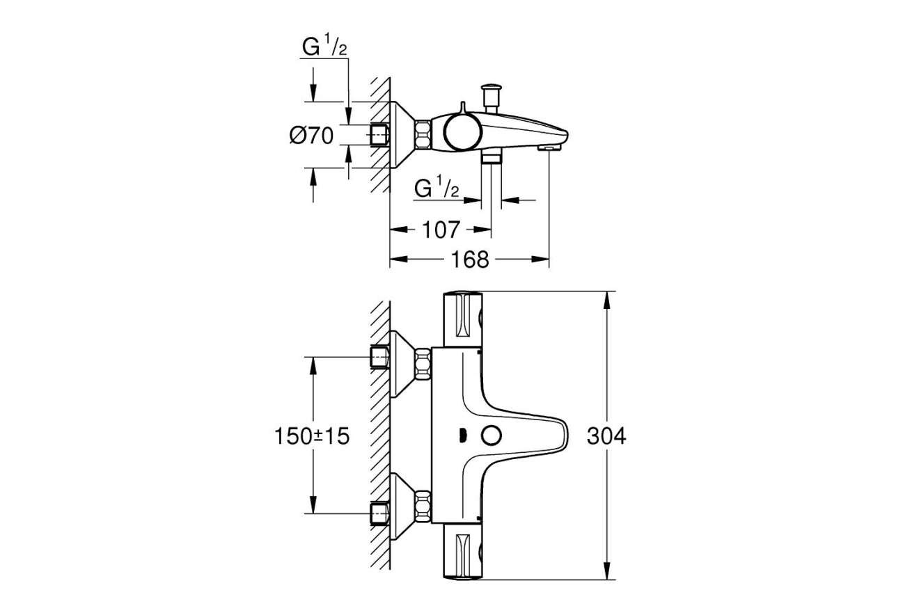 Душевая система GROHE Vitalio Start System 180 Flex с термостатом для ванны (NSB0158)