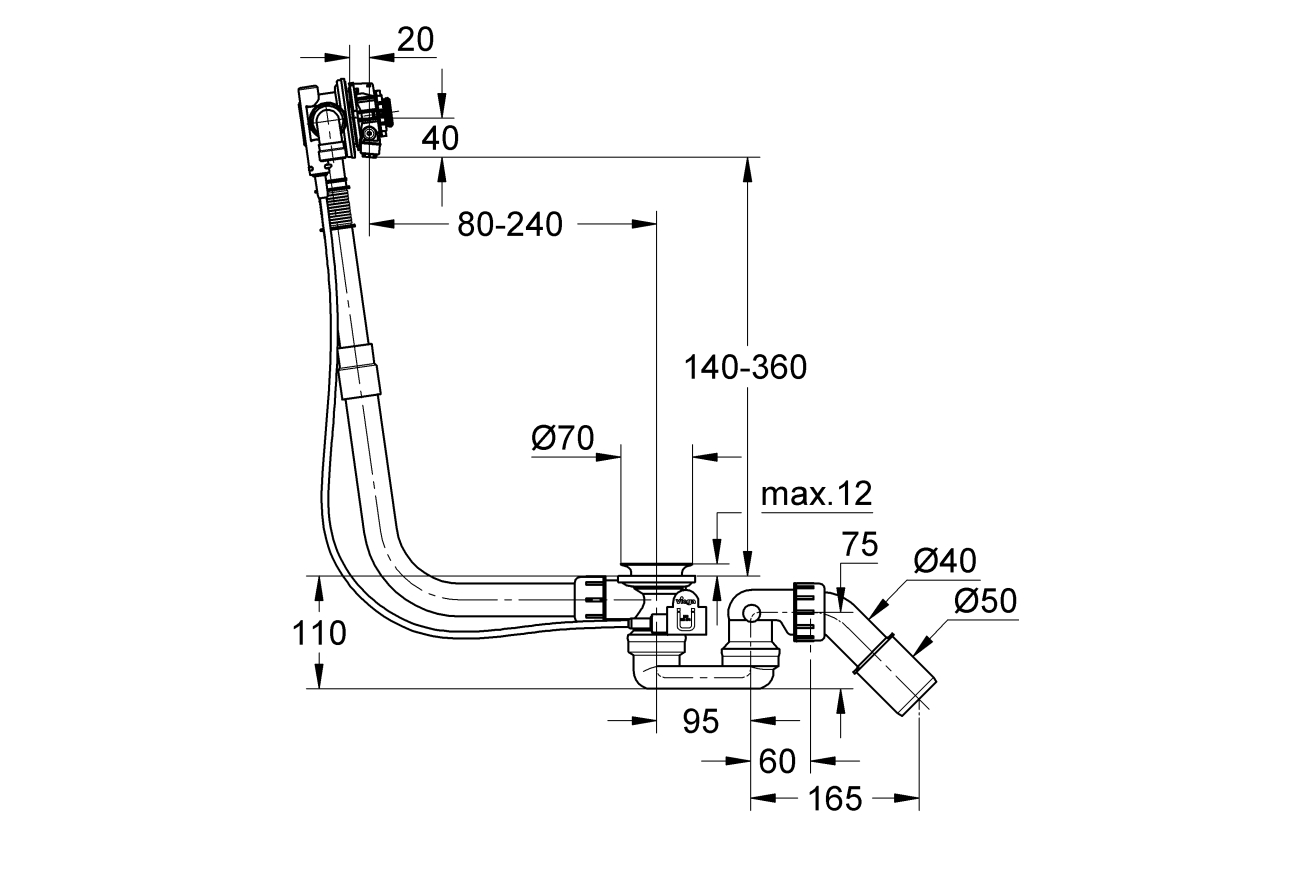 Наливной, сливной и переливной гарнитур GROHE Talentofill, суперсталь (28990DC0)