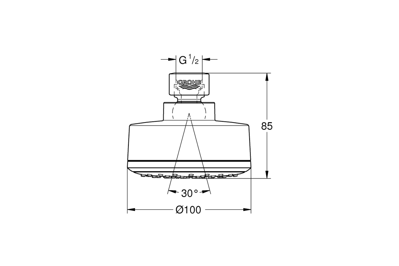 Верхний душ GROHE Tempesta Cosmopolitan 100, 5,7 л/мин, 1 режим, хром (26051001)