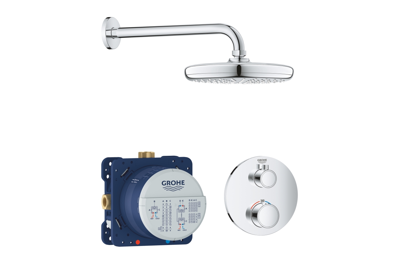 Душевой набор GROHE Grohtherm с Tempesta 210, 1 режим, 9,5 л/мин, хром (34726000)