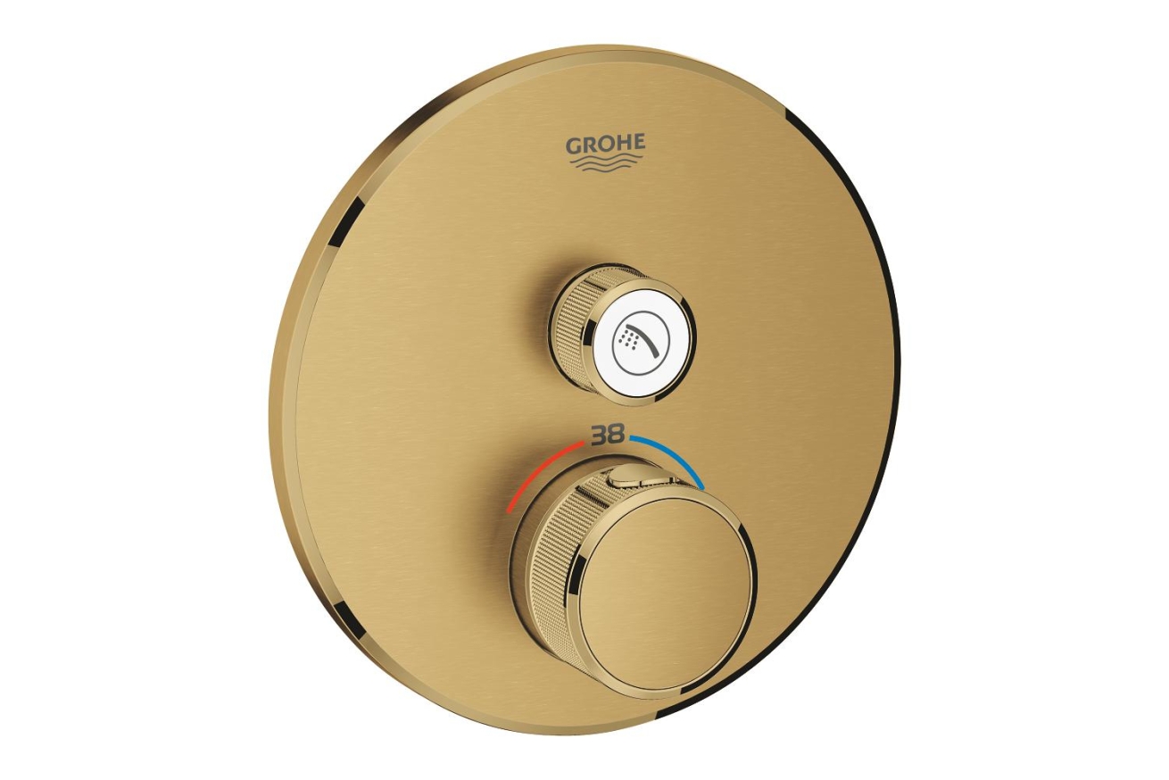 Внешняя часть термостата для душа GROHE Grohtherm SmartControl на 1 потребителя, круглая, холодный рассвет матовый (29118GN0)