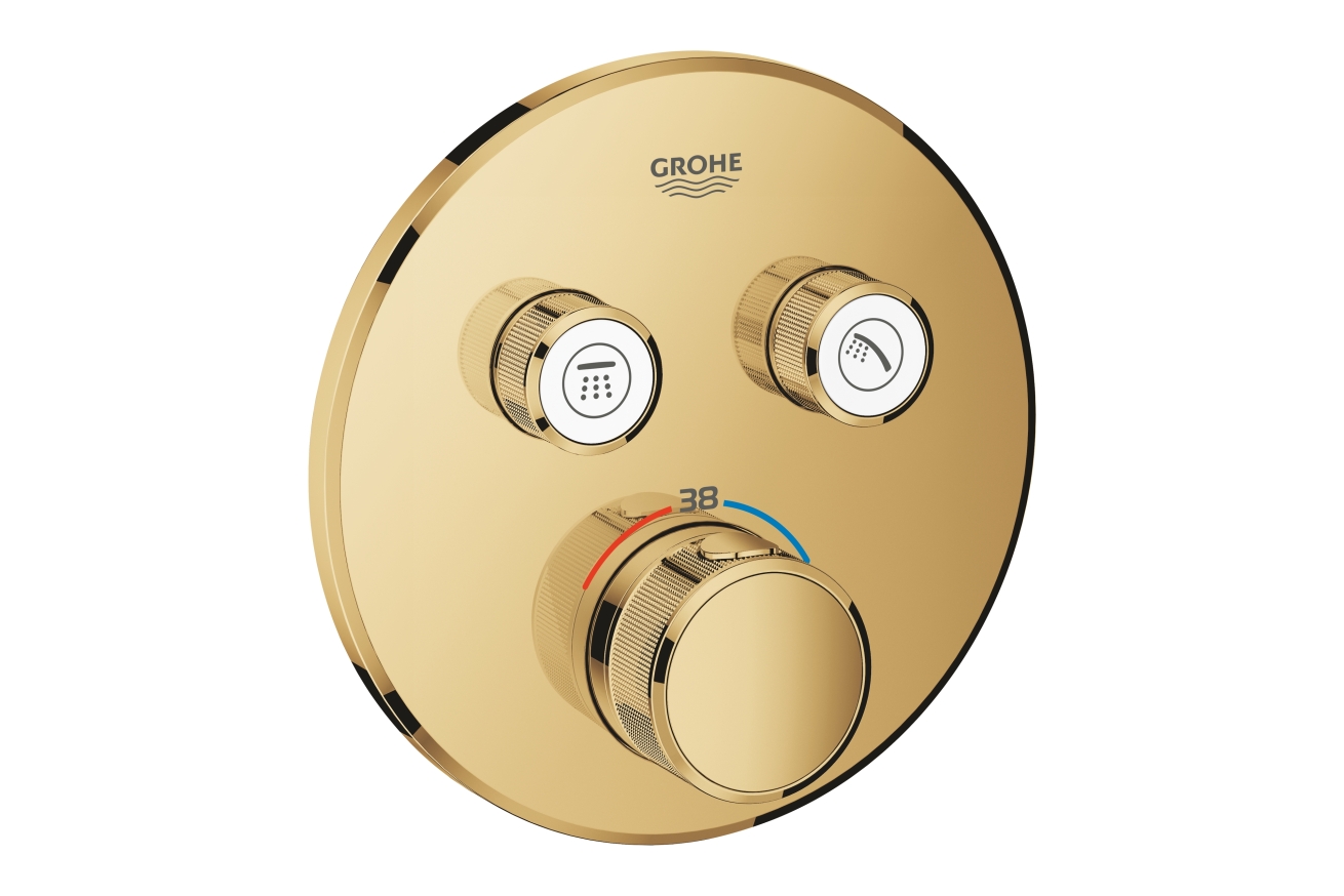 Внешняя часть термостата для ванны и душа GROHE Grohtherm SmartControl на 2 потребителя, круглая, холодный рассвет глянец (29119GL0)