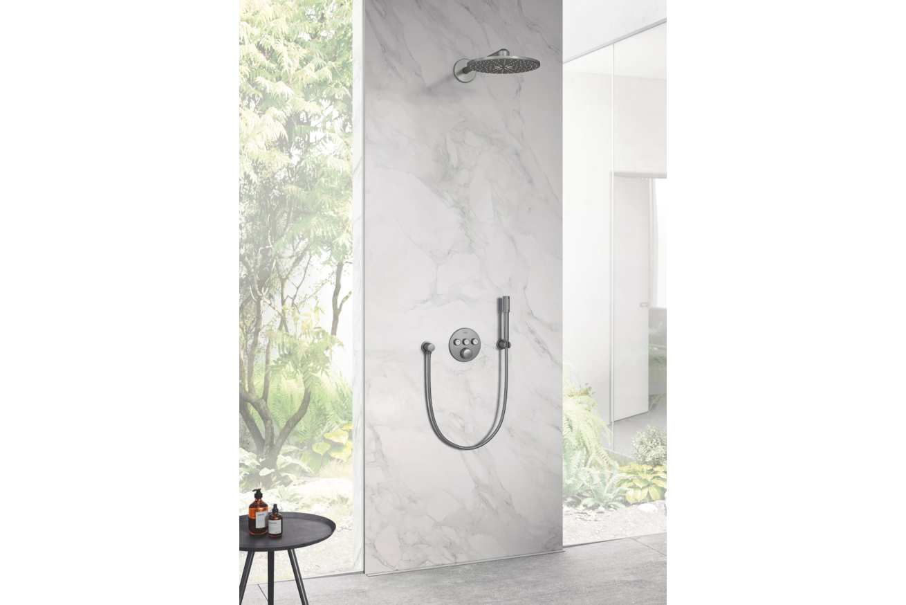 Внешняя часть термостата для ванны и душа GROHE Grohtherm SmartControl на 3 потребителя, круглая, темный графит матовый (29121AL0)