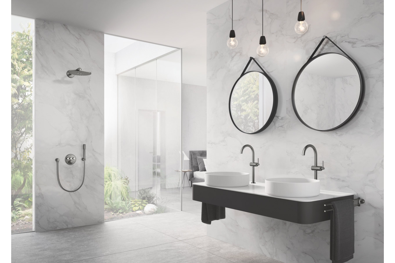 Внешняя часть термостата для ванны и душа GROHE Grohtherm SmartControl на 3 потребителя, круглая, темный графит матовый (29121AL0)