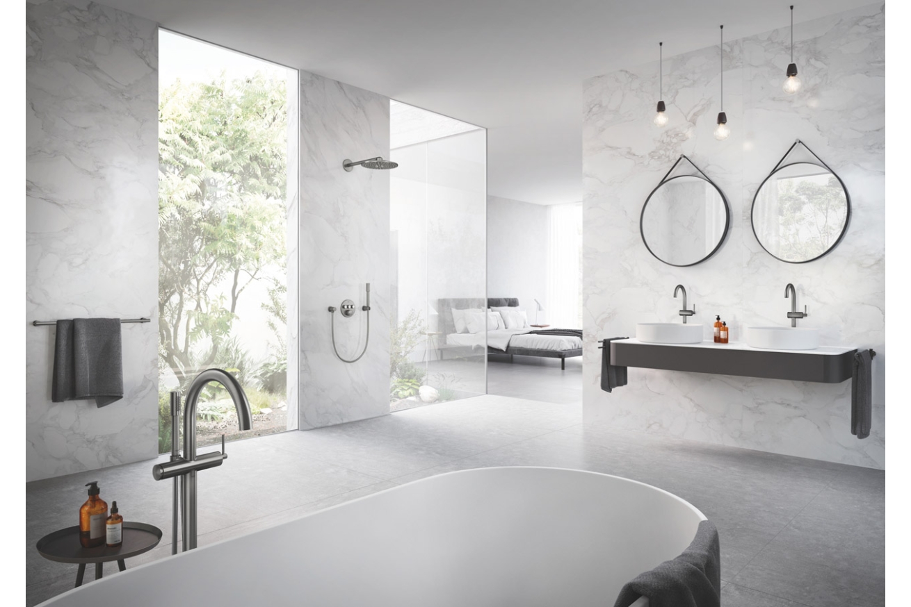 Внешняя часть термостата для ванны и душа GROHE Grohtherm SmartControl на 3 потребителя, круглая, темный графит матовый (29121AL0)
