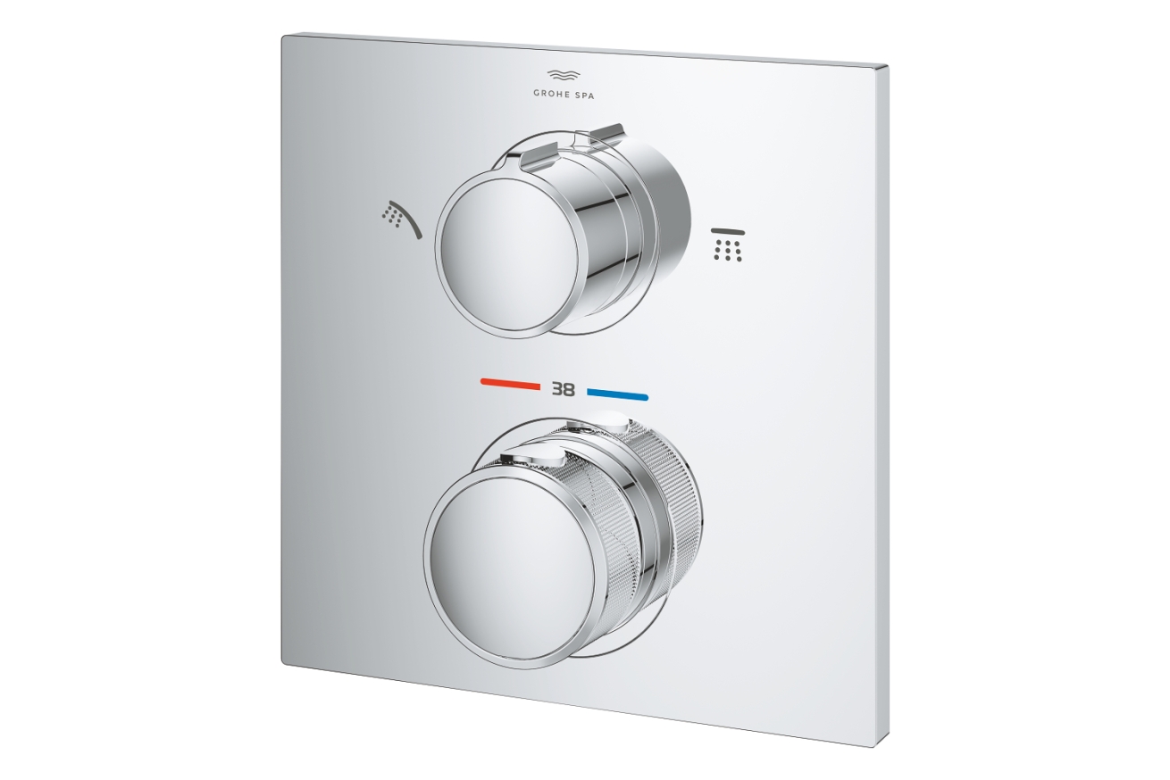 Внешняя часть термостата для душа GROHE Allure скрытого монтажа на 2 потребителя, квадратная, хром (29181002)