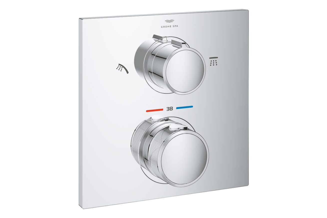 Внешняя часть термостата для душа GROHE Allure скрытого монтажа на 2 потребителя, квадратная, хром (29181002)