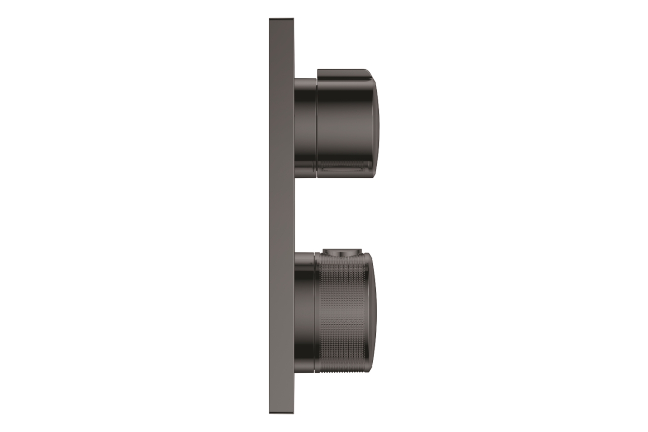 Внешняя часть термостата для душа GROHE Allure скрытого монтажа на 2 потребителя, квадратная, темный графит глянец (29181A02)