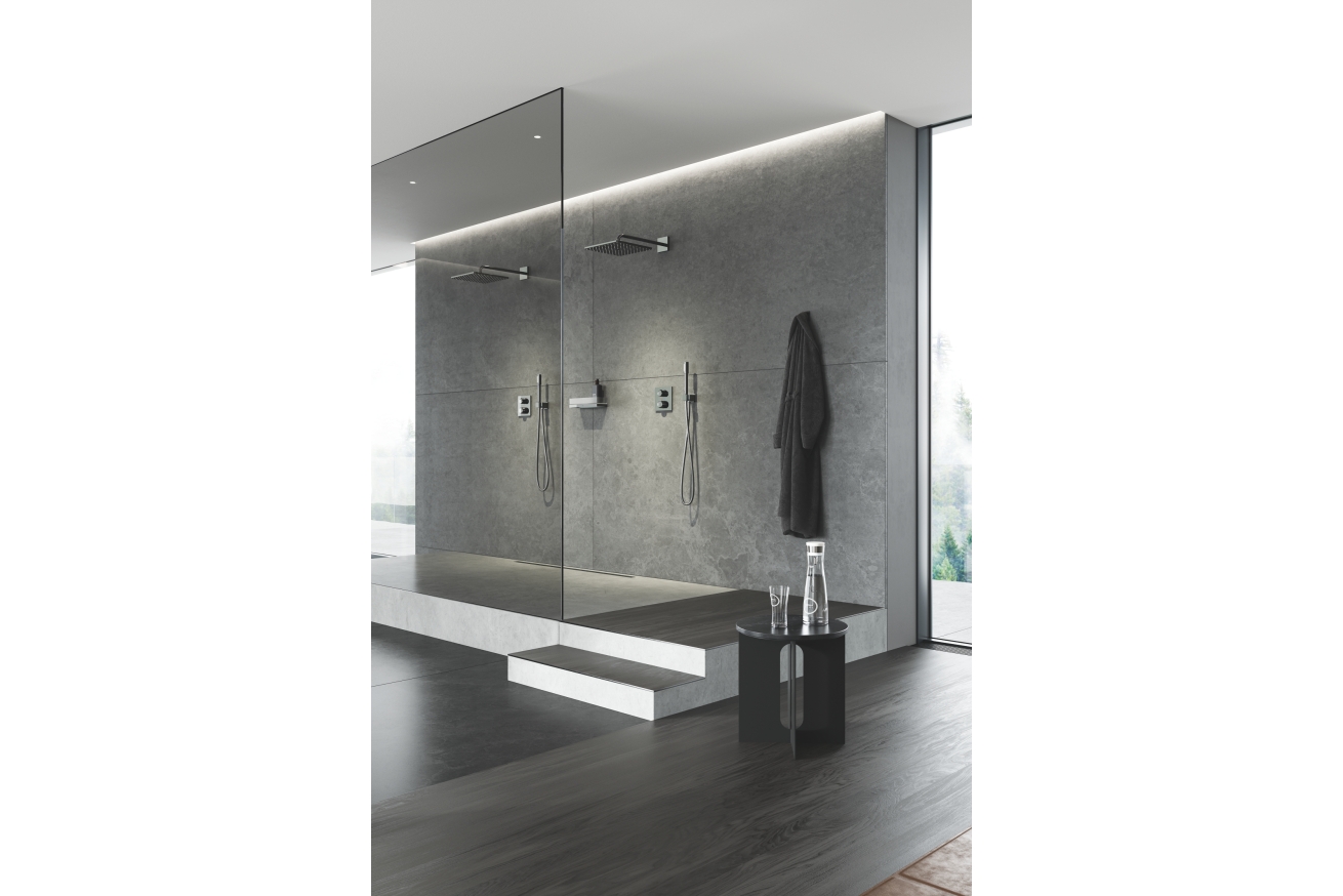 Внешняя часть термостата для душа GROHE Allure скрытого монтажа на 2 потребителя, квадратная, темный графит глянец (29181A02)