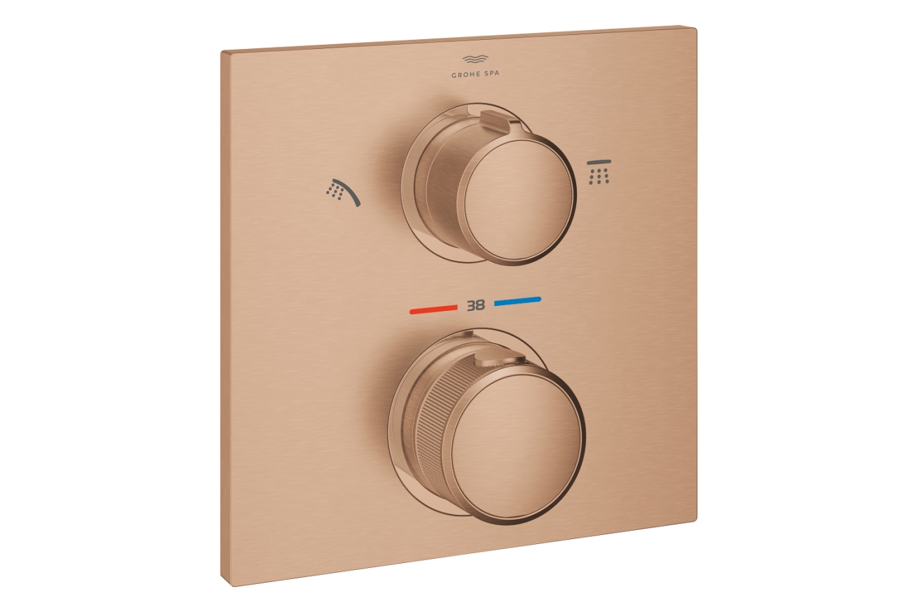 Внешняя часть термостата для душа GROHE Allure скрытого монтажа на 2 потребителя, квадратная, теплый закат матовый (29181DL2)