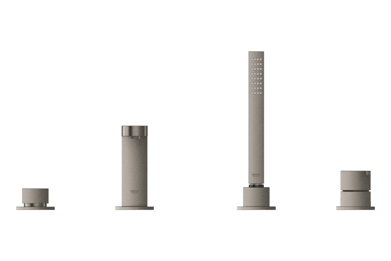 Смеситель для ванны GROHE Plus на 4 отверстия, на край ванны, темный графит матовый (29307AL3)
