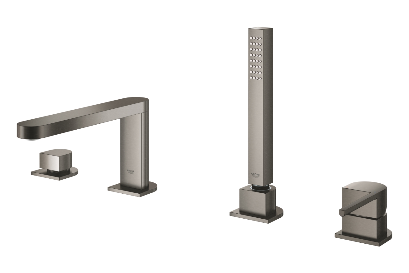 Смеситель для ванны GROHE Plus на 4 отверстия, на край ванны, темный графит матовый (29307AL3)