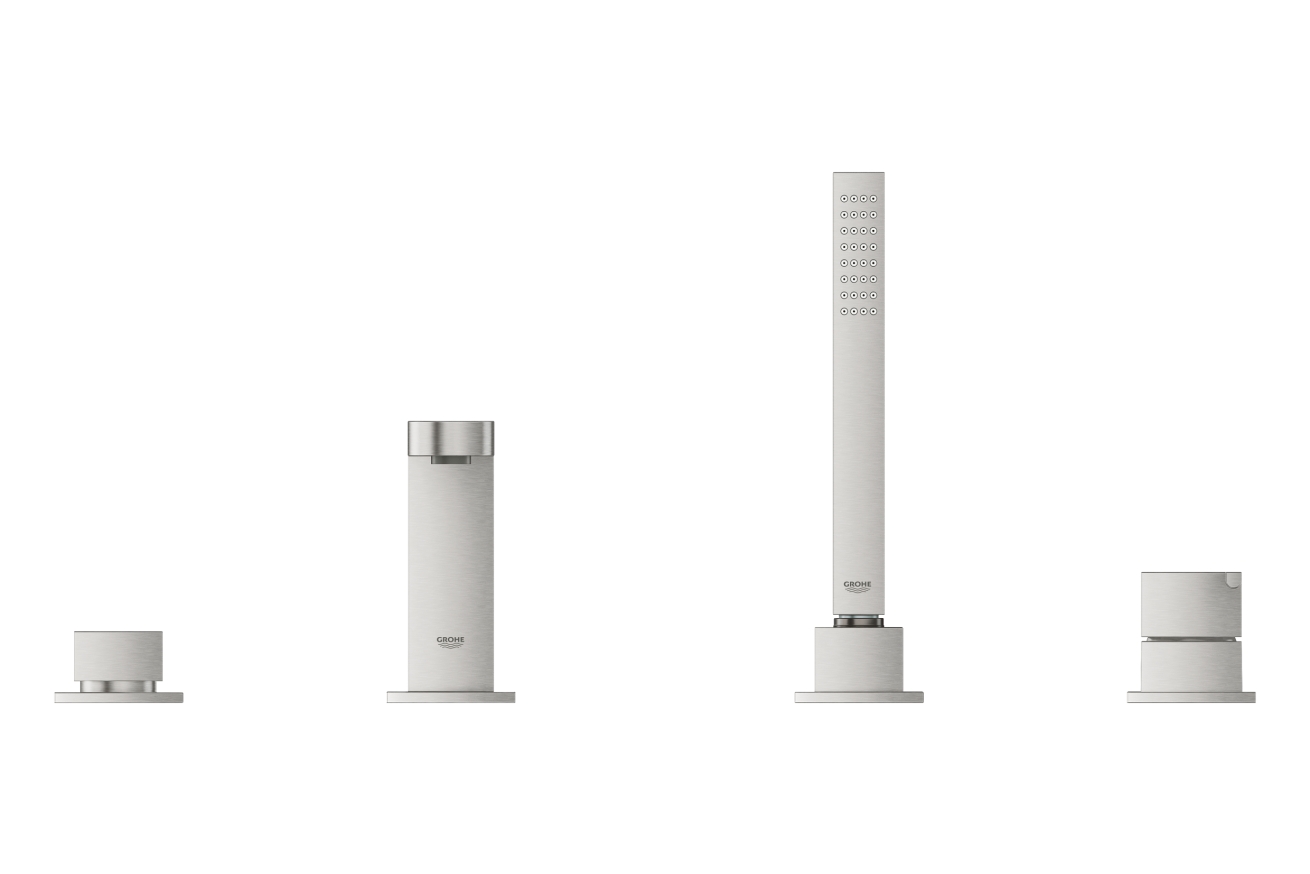 Смеситель для ванны GROHE Plus на 4 отверстия, на край ванны, суперсталь (29307DC3)