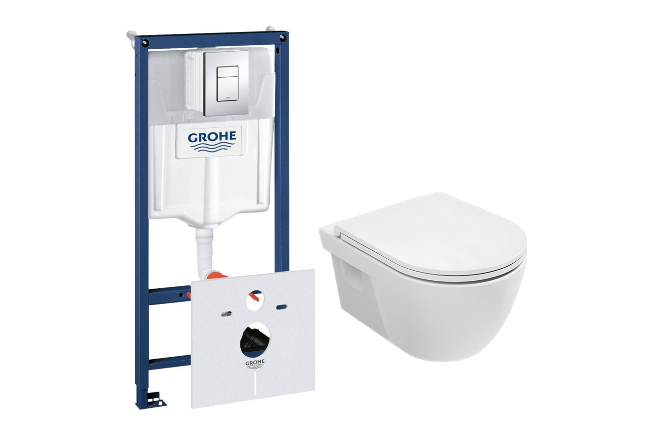 Комплект инсталляции GROHE Rapid SL 38775001 с унитазом AQUAme AQM2011 и сиденьем с микролифтом (NW0314)