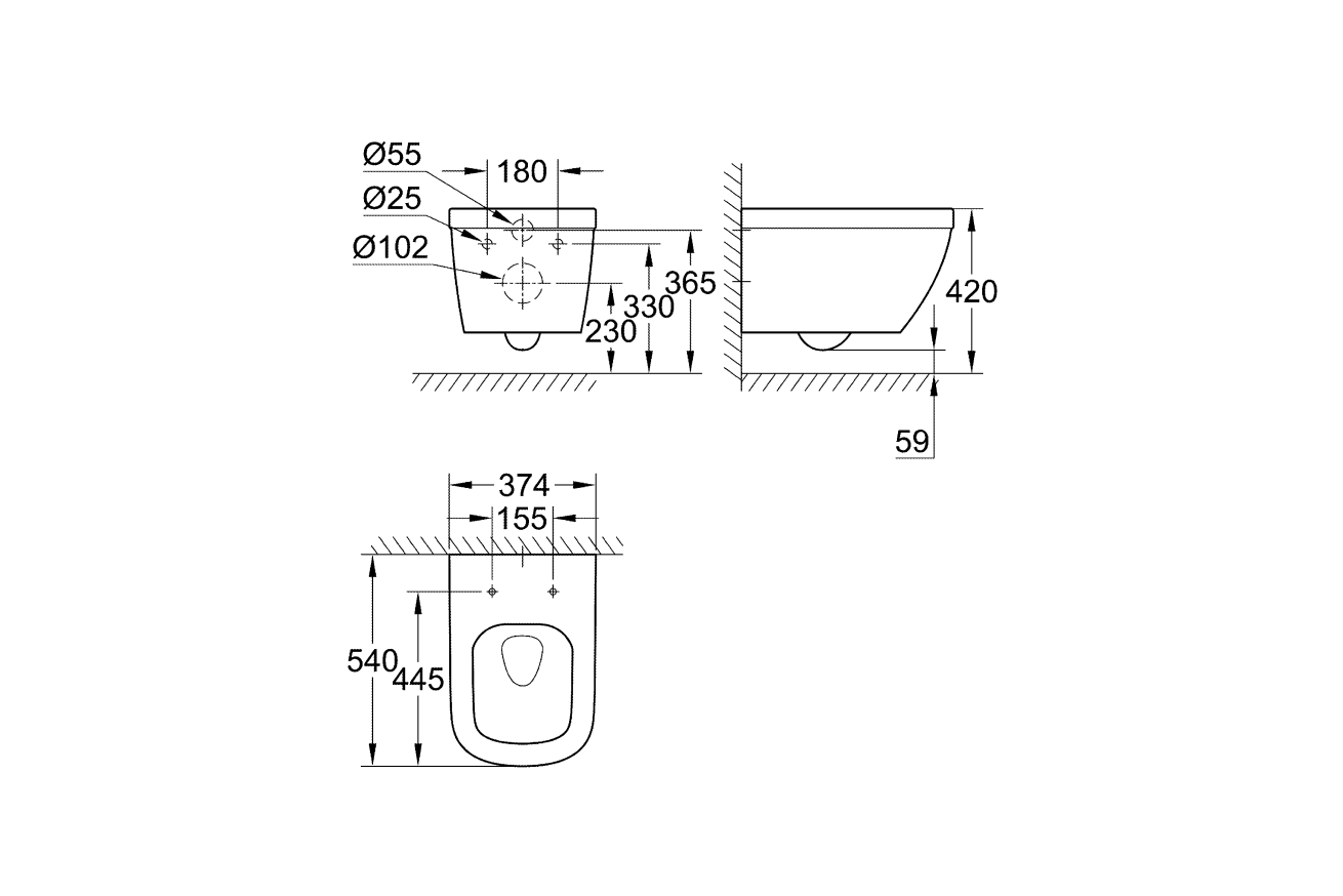 Подвесной унитаз GROHE Euro Ceramic, альпин-белый (39328000)