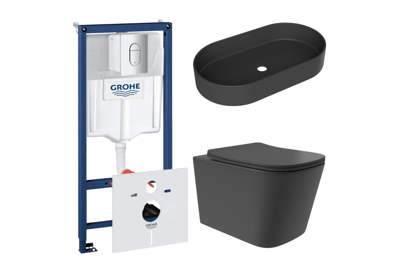 Комплект инсталляции GROHE Rapid SL NW0145/S с унитазом Aqueduto MACIO Plus MACT0240 и раковиной Aqueduto ESPIRAL ESP0240 (NW0477)