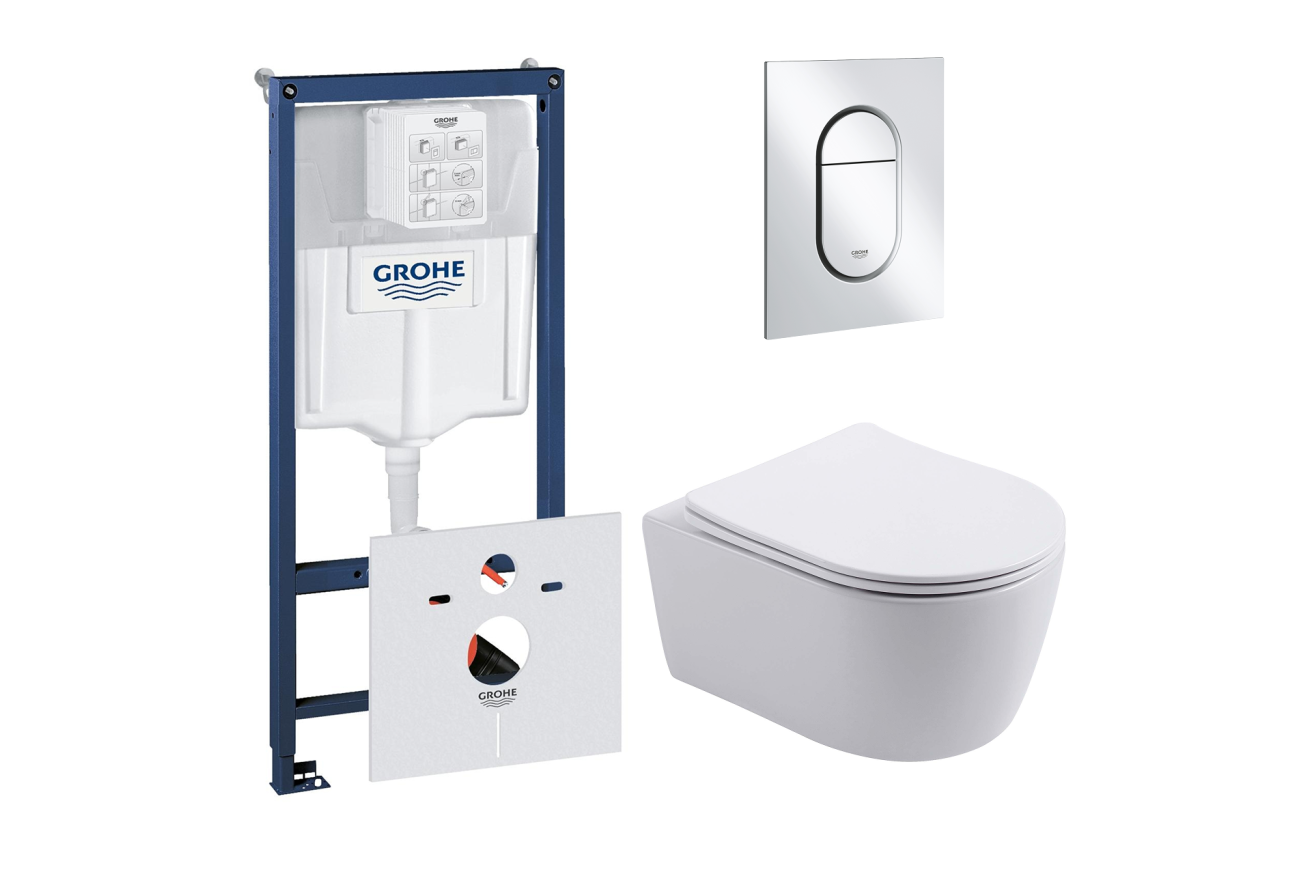 Комплект инсталляции GROHE NW0145/S с унитазом Aquatek ЕВРОПА New и сиденьем с микролифтом (NW0202)