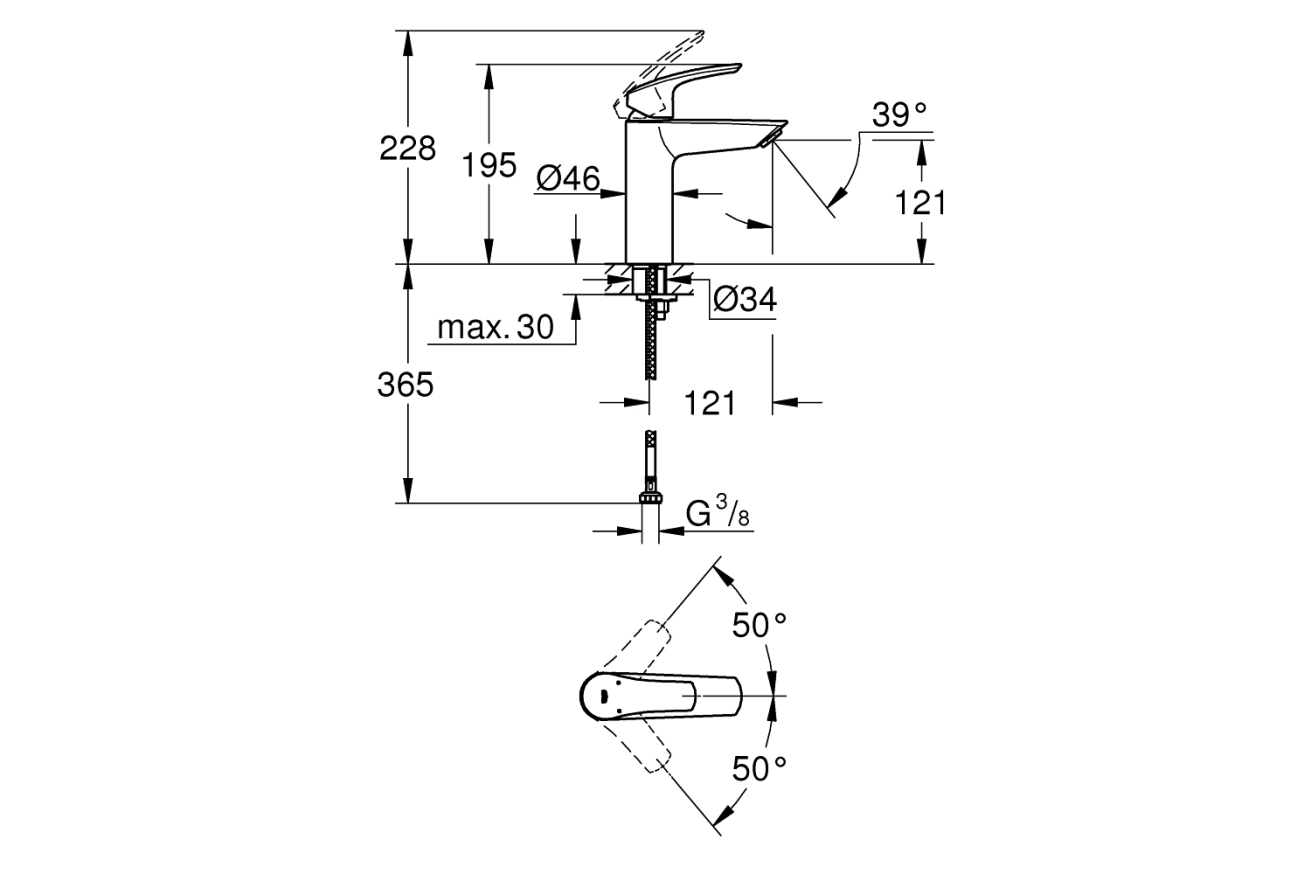 Смеситель для раковины GROHE Eurosmart, M-size, хром (23324003)