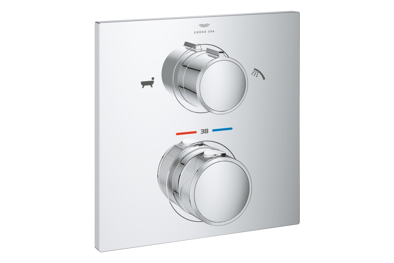 Внешняя часть термостата для ванны GROHE Allure скрытого монтажа на 2 потребителя, квадратная, хром (19446002)