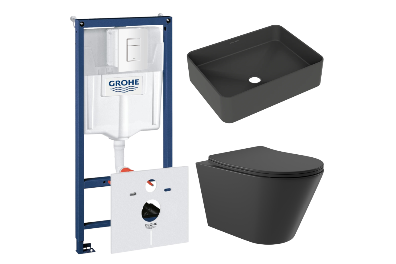 Комплект инсталляции GROHE Rapid SL 38772SH0 с унитазом Aqueduto CONE CON0140 и раковиной Aqueduto ESPIRAL ESP0440 (NW0512)