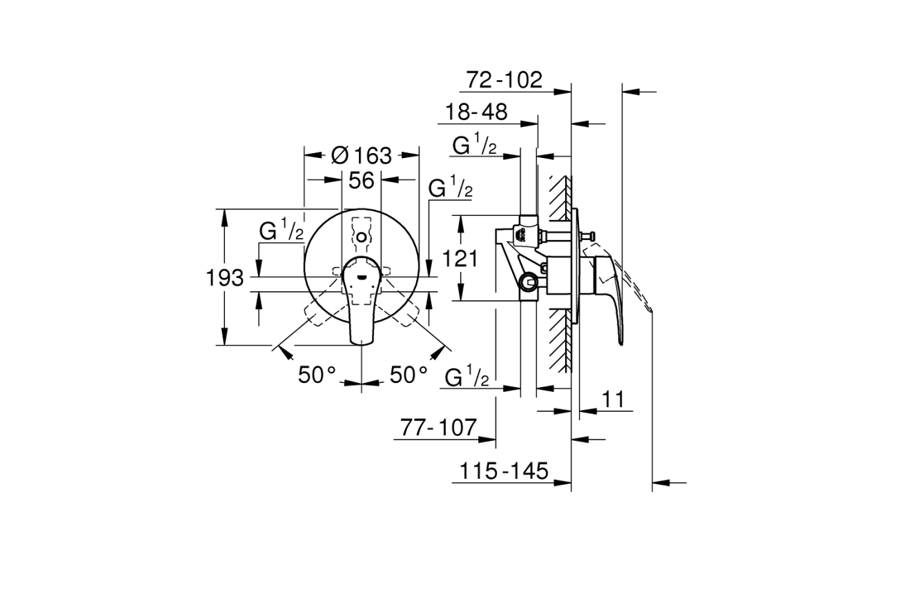 Душевая система GROHE Tempesta 250 со смесителем для ванны, хром (NSB0164)
