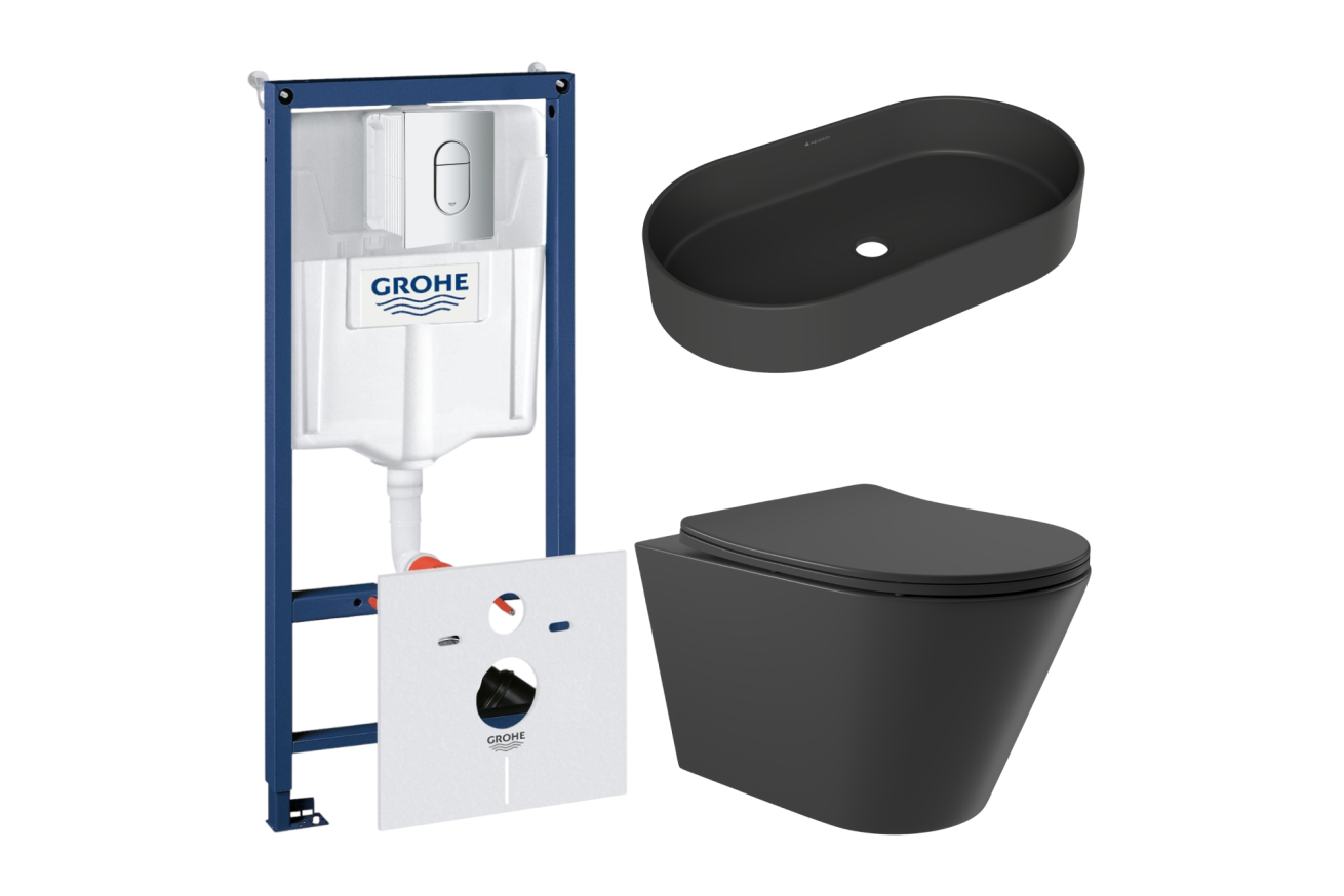 Комплект инсталляции GROHE Rapid SL NW0145/S с унитазом Aqueduto CONE CON0140 и раковиной Aqueduto ESPIRAL ESP0240 (NW0473)