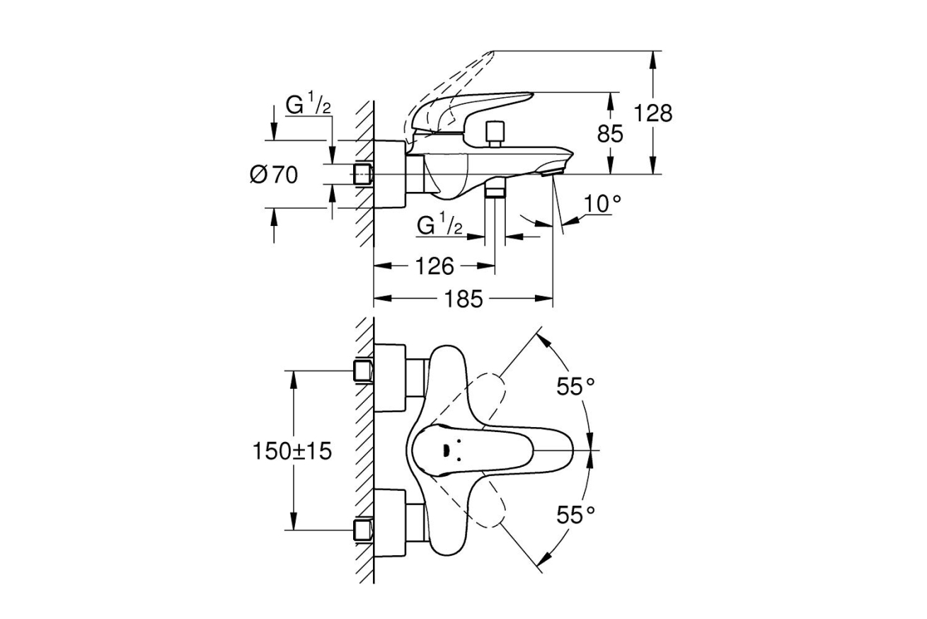 Смеситель для ванны GROHE Eurostyle, хром (23726003)