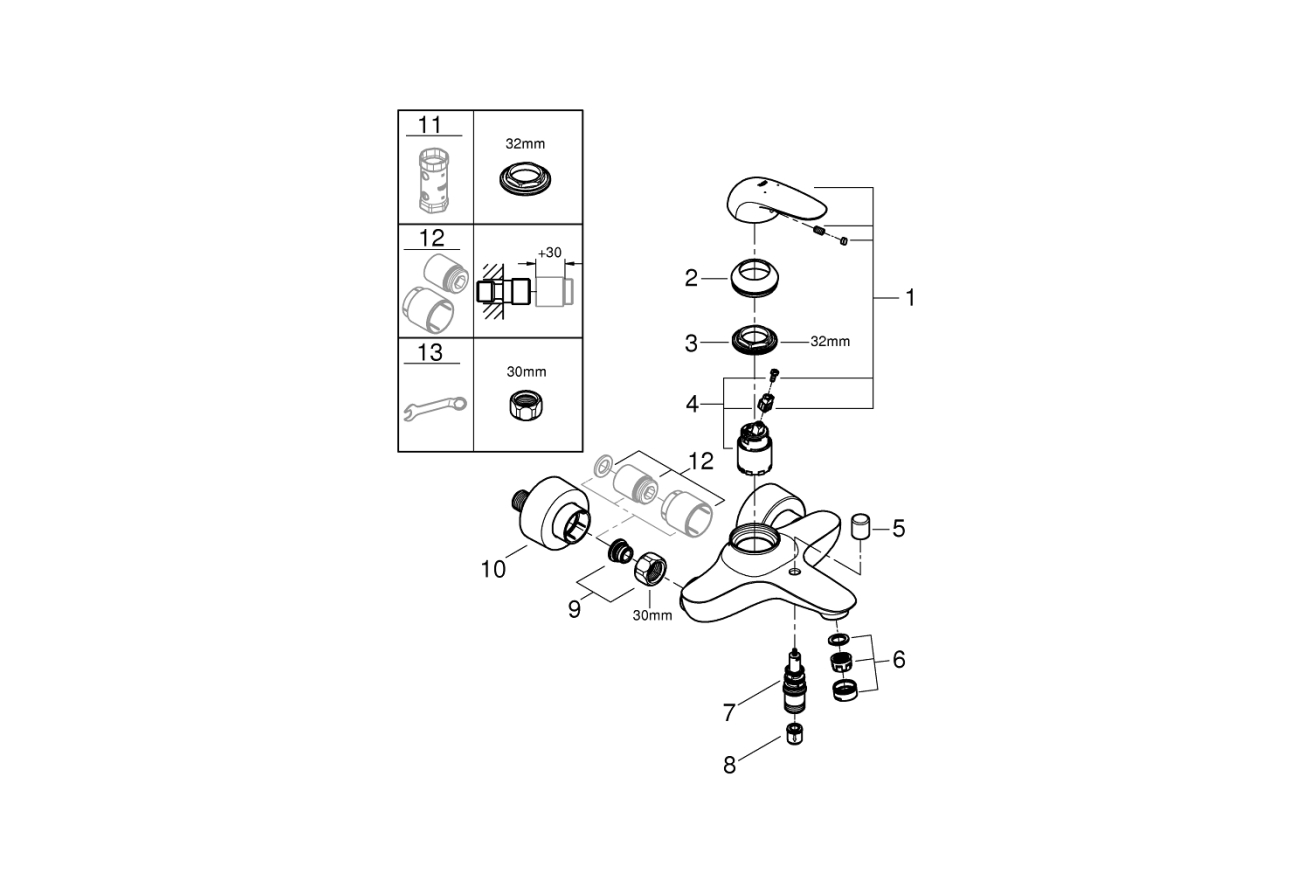 Смеситель для ванны GROHE Eurostyle, хром (23726003)