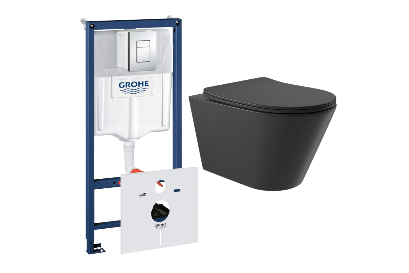 Комплект инсталляции GROHE Rapid SL 38775001 с унитазом Aqueduto CONE CON0140 и раковиной Aqueduto ESPIRAL ESP0340 (NW0390)