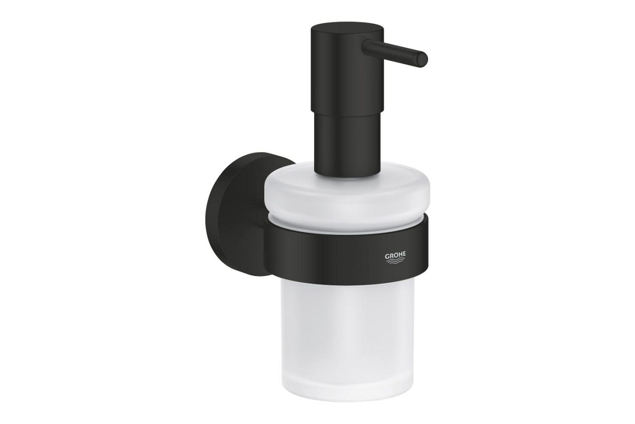 Дозатор жидкого мыла GROHE Essentials с держателем, матовый черный (1022572430)